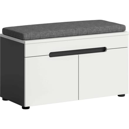 Canu bank incl. zitkussen wit NB Basaltgrijs NB - 37x80x45cm