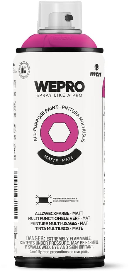 Spuitbus Fluor Fuchsia Mat MTN WEPRO ALL-PURPOSE PAINT 400ML