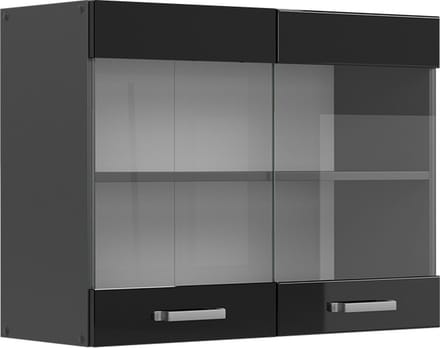 Vicco R-Line Glazen keukenkast – 80 cm Zwart hoogglans