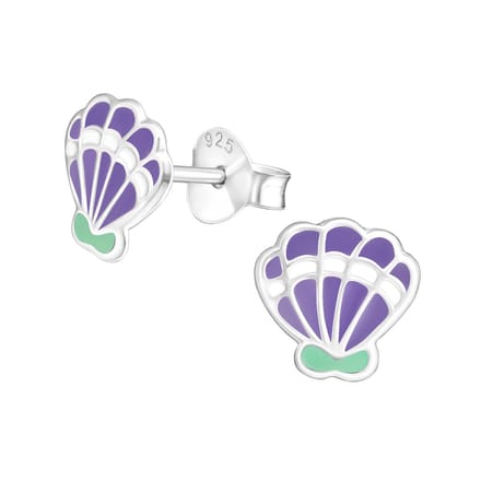 Oorbellen meisje schelp - schelpje - zilver - paars - mint groen - zomer - strand