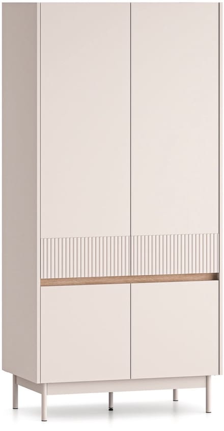 Selsey Dunea – Kledingkast 4-deurs, Kasjmier grijs/eikenlook, 92 cm