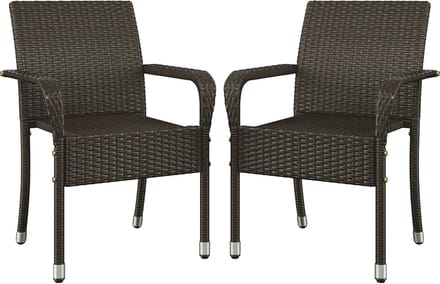 Set van 2 Stapelbare Rotan Tuinstoelen met Armleuningen