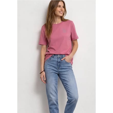 Shirt met ronde hals en opdruk op de borst