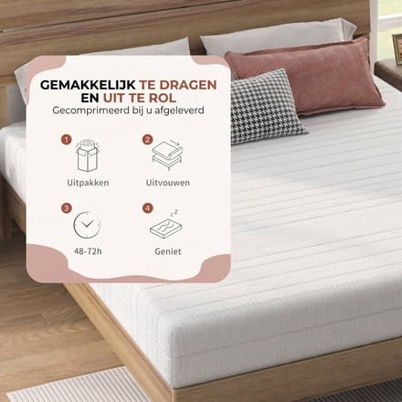 Ergonomisch Koudschuim Matras 90x200 - Matras 20 cm Dik - Traagschuim Vulling - Gemiddelde Hardheid - Wit