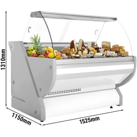 GGM Gastro Kühl-/ Fleischtheke - 1500mm - Weiß - mit Fleischlicht & beleuchteter Frontblende Grijs