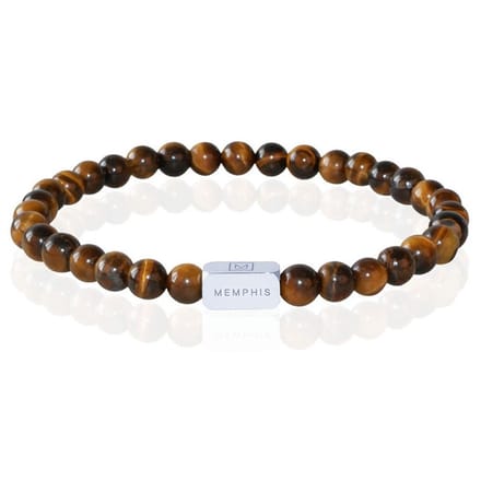 Memphis Kralen Armband Geel Tijgeroog Edelstaal Kraal-21cm