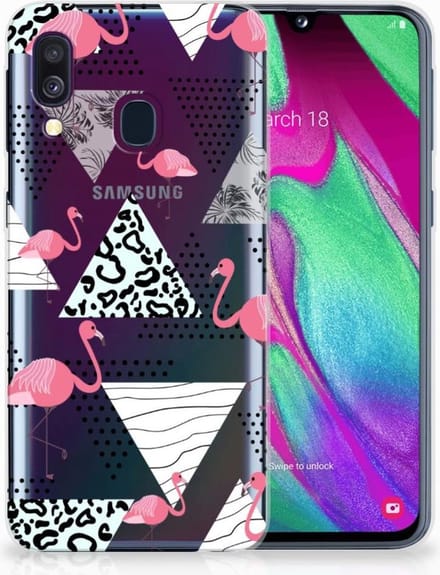 Samsung Galaxy A40 TPU Hoesje Flamingo Triangle