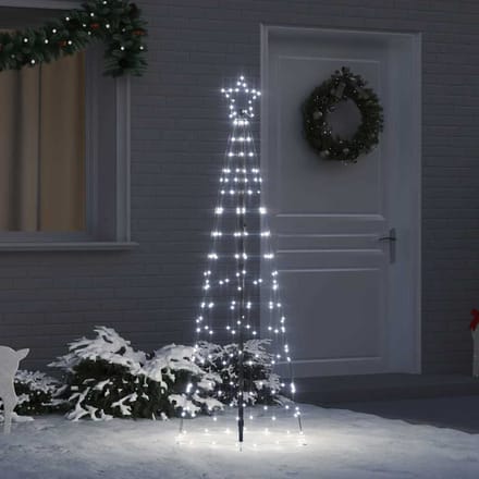 vidaXL - LED - Kerstboom - met - Grondspikes - Koudwit - 250 - cm - IJzer