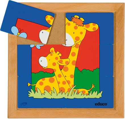 Dierenpuzzel 'Moeder en kind' - Giraffe - 6 stukjes - Educo
