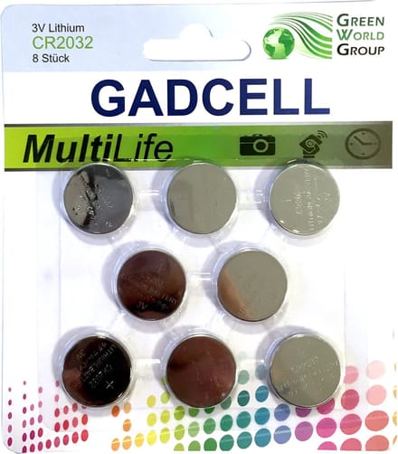 Gadcell knoopcel batterijen set - type CR2032 - 8x stuks - 3V Lithium