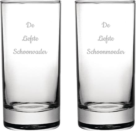 Gegraveerde longdrinkglas 28,5cl De Liefste Schoonvader-De Liefste Schoonmoeder