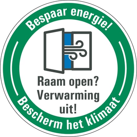 Energie besparen sticker verwarming uit 300 mm