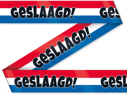 Q2P - Lint - Geslaagd - Versiering - Afzetlint - Decoratie - Rood - Wit - Blauw - Slinger