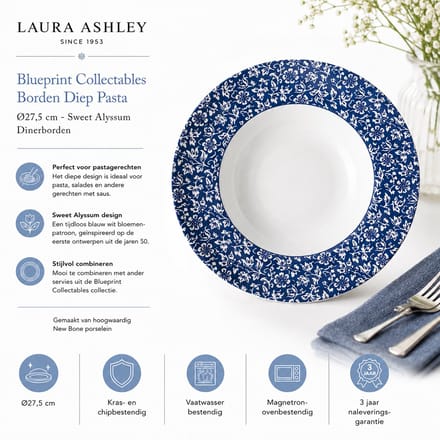 Laura Ashley Blueprint Collectables Borden Diep Pasta - Ø27,5 cm - Sweet Alyssum - Dinerborden