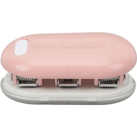 3-gaats perforator DIY Mini Handheld Papierpons Losse Blad Handmatige Ponsmachine voor Thuis Studentenhuisvesting roze