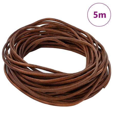 vidaXL - Leren - Koord - 1 - Lichtbruin - Ø3 - mm - x - 5 - m - Leer