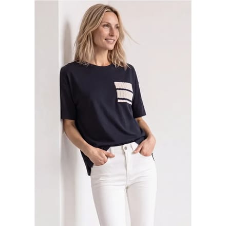 Shirt met ronde hals en borstzak