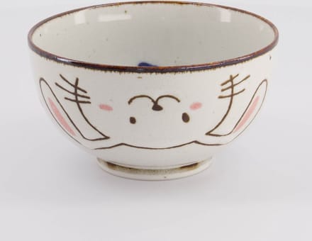 Tokyo Design Studio - Kawaii Rabbit Usagi Kom - Roze/Blauw - 500 ml - Ø 13,7 cm - Keramiek