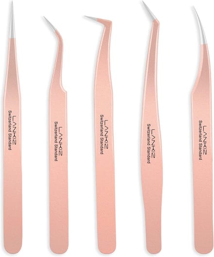 Wimper Pincet Set 5-delig voor Volume Wimper Extensions - Roestvrij Staal