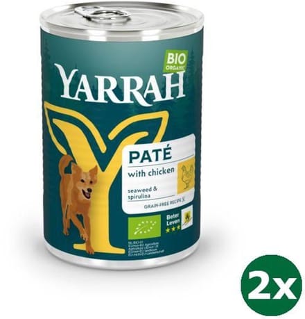 2x12x400 gr Yarrah dog blik pate met kip hondenvoer NL-BIO-01