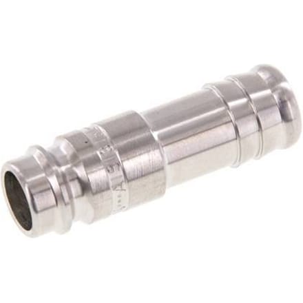 RVS 316L DN 10 Luchtkoppeling Insteeknippel 13 mm Slangpilaar