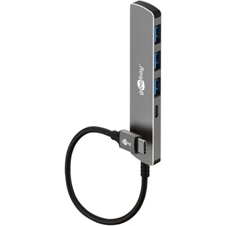 Goobay USB hub (USB-C) | 3x USB-A + 1x USB-C | USB3.0 5 Gbps | aluminium | 0,10 meter