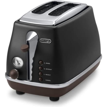 Broodrooster - DELONGHI - CTOV2103.BK - 900 W - 2 sleuven - Mat zwart / Chocolade