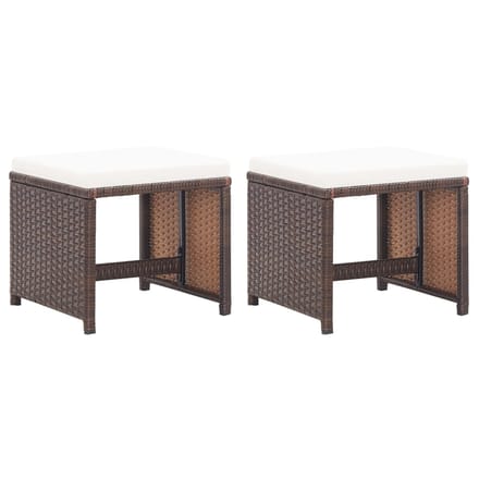 vidaXL - Tuinkrukken - 2 - st - met - kussens - poly - rattan - bruin