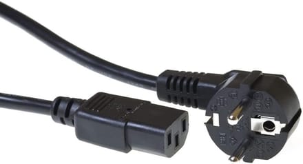 Voedingskabel CEE 7/7 naar C13 (gehoekt) - Zwart 3 m