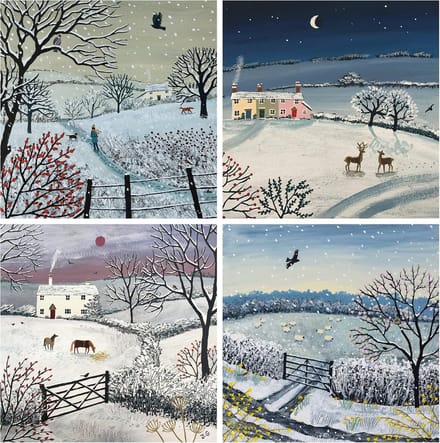 Set van 24 Kerstkaarten Winterwonderland Thema Duurzaam Gedrukt