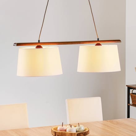 Lamkur Hanglamp Sweden, 2-lamps, rustiek eikenhout