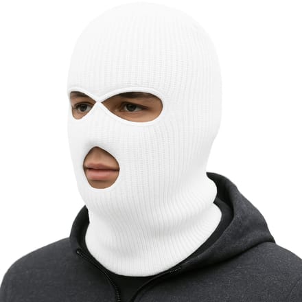 Facemask - Sportmuts - Driegats Muts - Skimuts -  Bivak - Balaclava - Wit - One Size