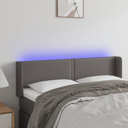 vidaXL - Hoofdbord - LED - 147x16x78/88 - cm - kunstleer - grijs