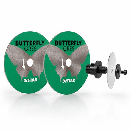 Distar Butterfly GRES Set – 2x Diamant Snijschijf 45x0,6x5,8 mm + Adapter D19 (5,8/9,6 mm) voor Proxxon