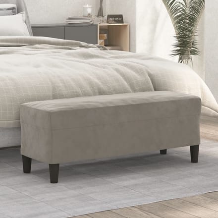 vidaXL - Bankje - 100x35x41 - cm - fluweel - lichtgrijs