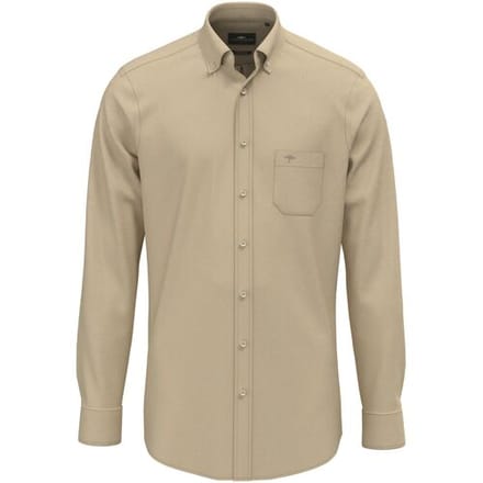 Fynch-Hatton Overhemd Dobby Garment Dyed Button-Down Zand / male