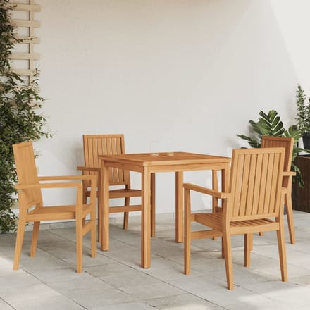 vidaXL - Tuinstoelen - stapelbaar - 4 - st - 56,5x57,5x91 - cm - massief - teakhout