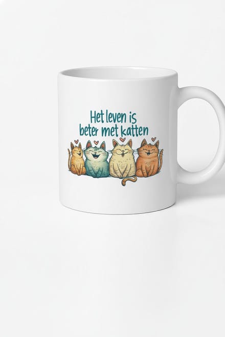 Mok Het Leven is Beter met Katten - 330ml Keramische Koffiemok