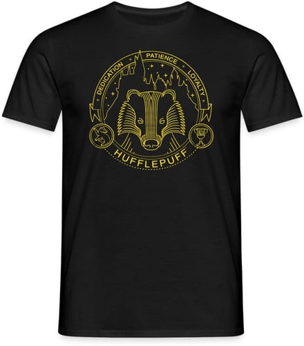 Harry Potter Huffelpuf Lineart T-Shirt Heren