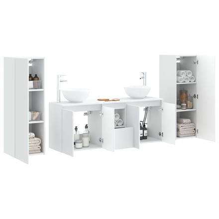 vidaXL - Badkamermeubel - Set - 5 - st - Wit - 33 - x - 34,5 - x - 100 - cm - Bewerkt - hout