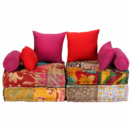vidaXL - Poef - tweezits - modulair - stof - patchwork