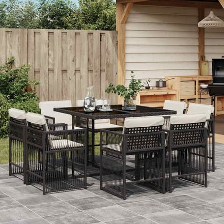 vidaXL - 9-delige - Tuinset - poly - rattan - zwart