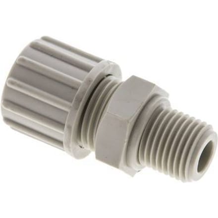 10x4mm & G1/4'' PP Rechte Knelfitting Buitendraad 10bar Kunststof en Polyamide