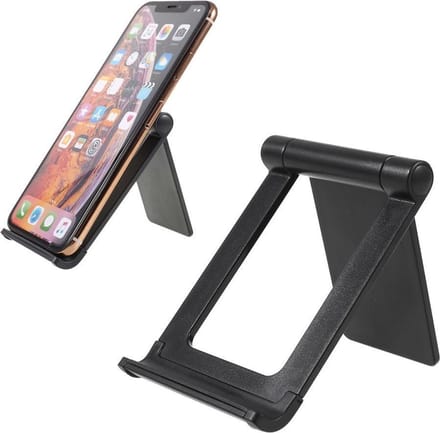 Smartphone & Tablet Houder - Bureau Tafel Standaard|Zwart|inklapbaar|universeel | geschikt voor Samsung iPhone iPad