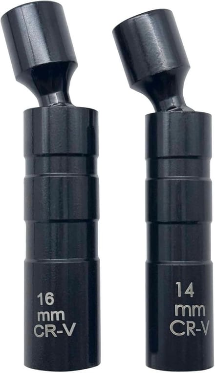 Bougie Socket Set - Universele Sleutel - Motoronderhoud - Magnetische Flexibele Grip - 14mm 16mm - Zwart