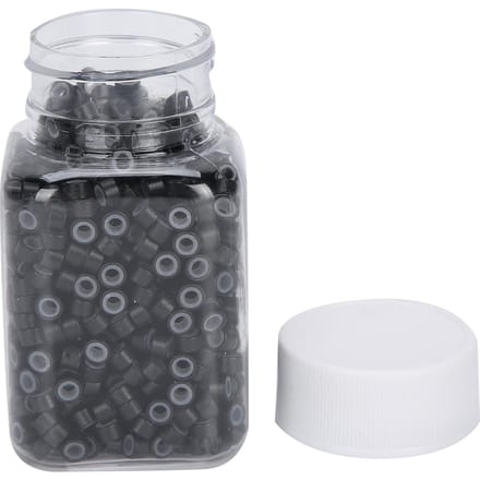 Hairextensie Ring Loops Siliconen Bekleed Micro Ringetjes Links Aluminium Hairextensie Tool 1# Zwart gray
