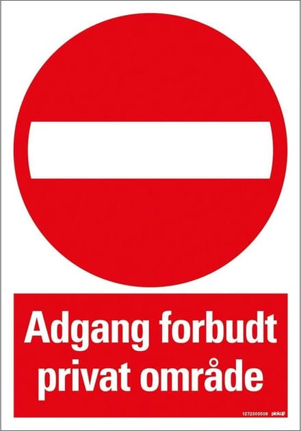 Pickup bord 23x33 cm Combinatie - ADGANG FORBUDT PRIVAT OMRADE