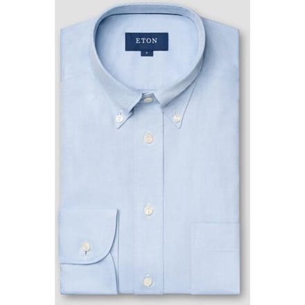 Eton Overhemd Solid Color Subtle Texture Royal Oxford Button Down Licht Blauw / male