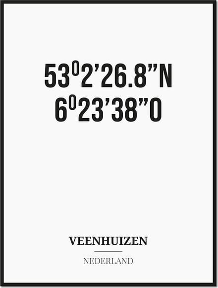 Poster/kaart VEENHUIZEN met coördinaten