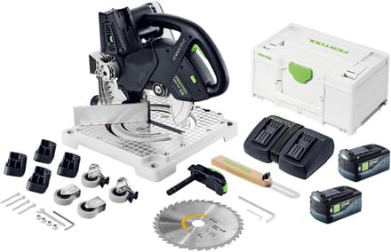Festool SYMC 70 EB-Basic SYMMETRIC accu-profielzaag 36 V ( 2 x 18 V ) 216 mm + 2x accu 5,0 Ah + dubbele lader + Systainer